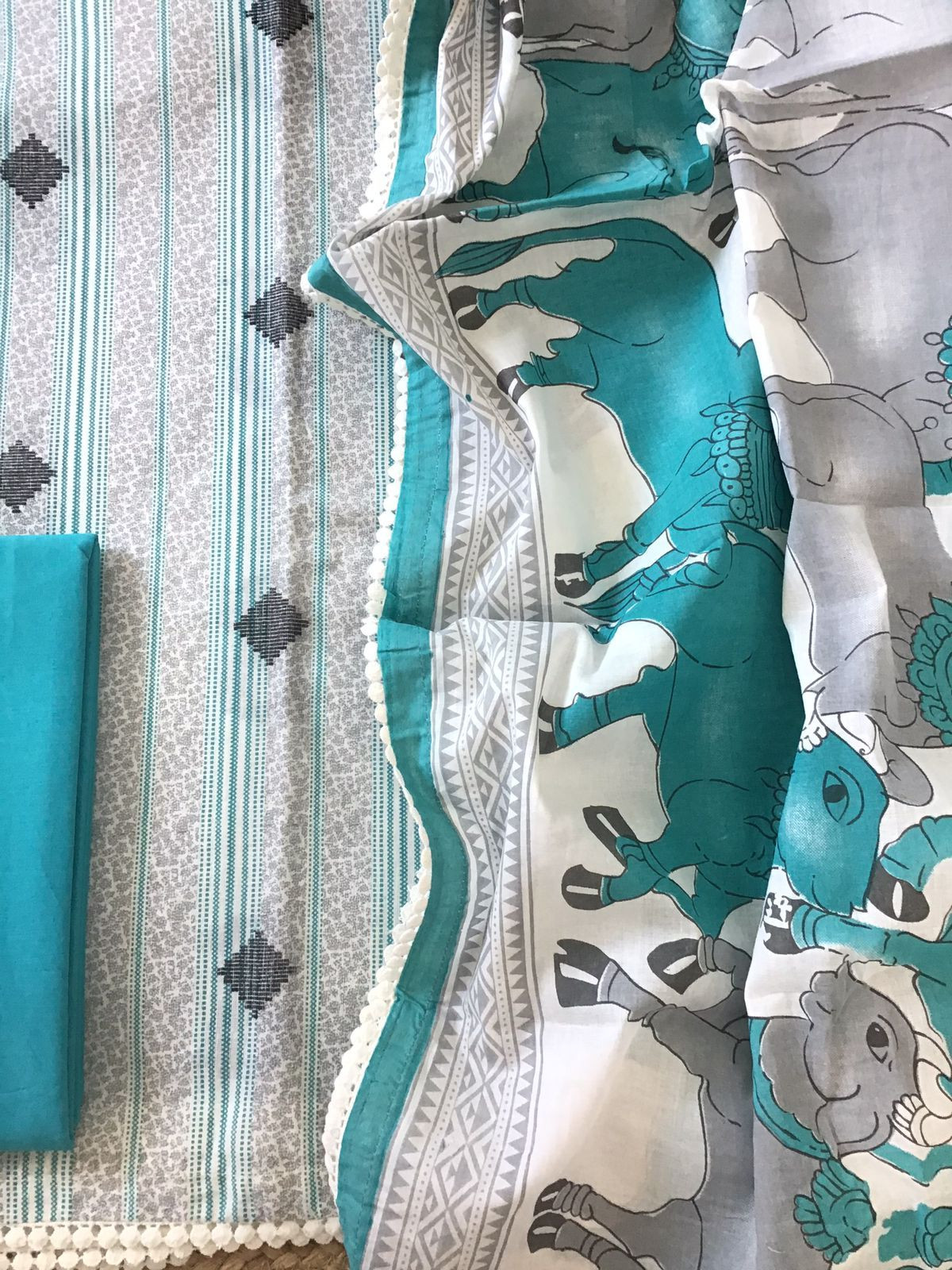 Pure Cotton Printed Self Weaved Suit - Blue