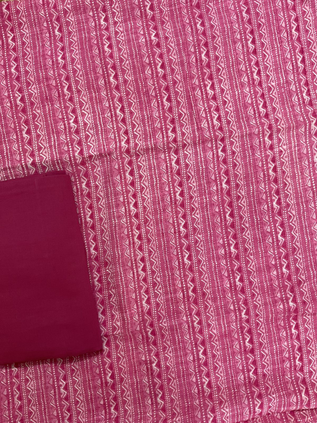 Soft Fine Slub Chanderi Printed Suit - Pink