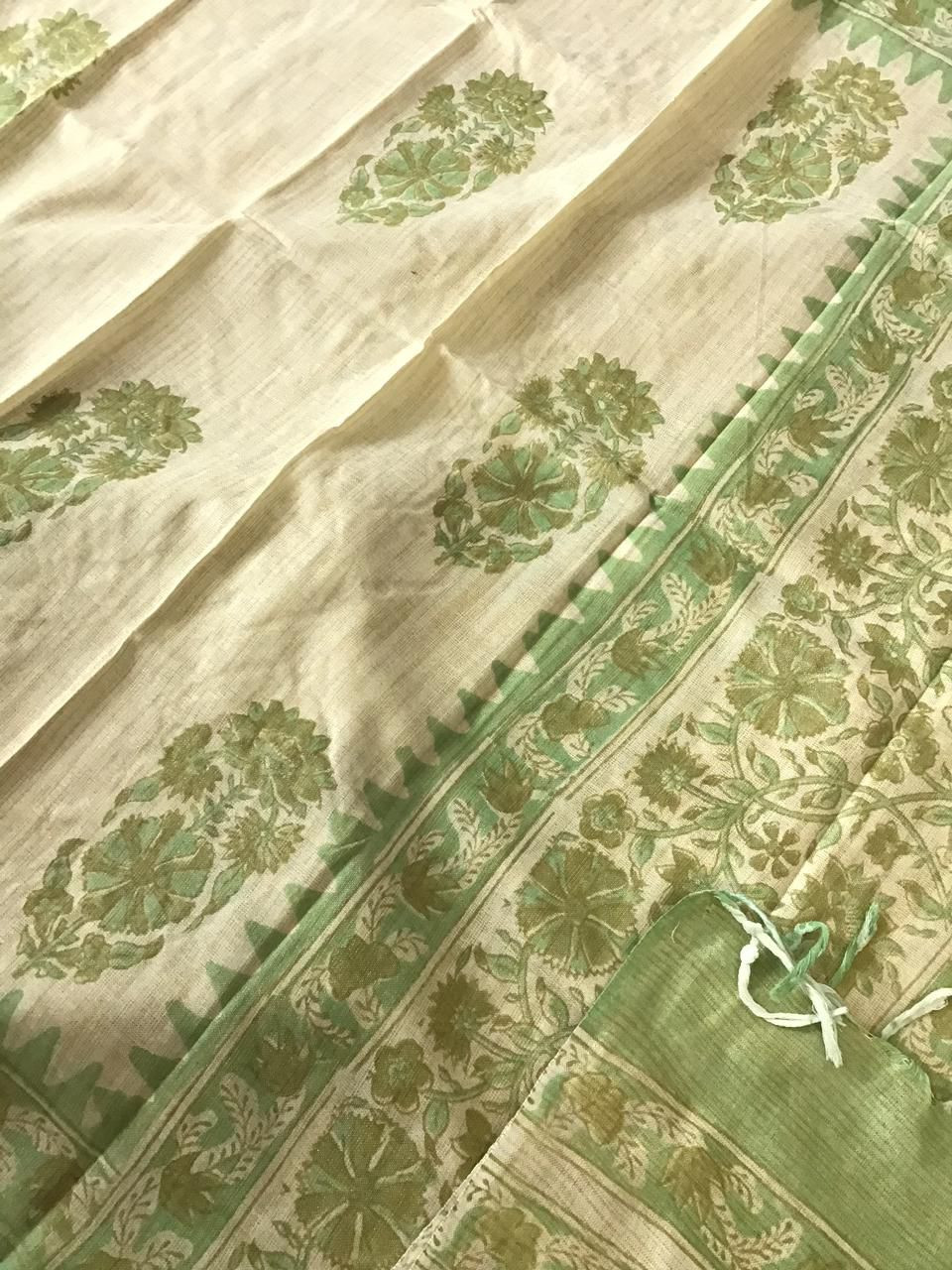 Pure Jute Cotton Silk Printed Suit - Green