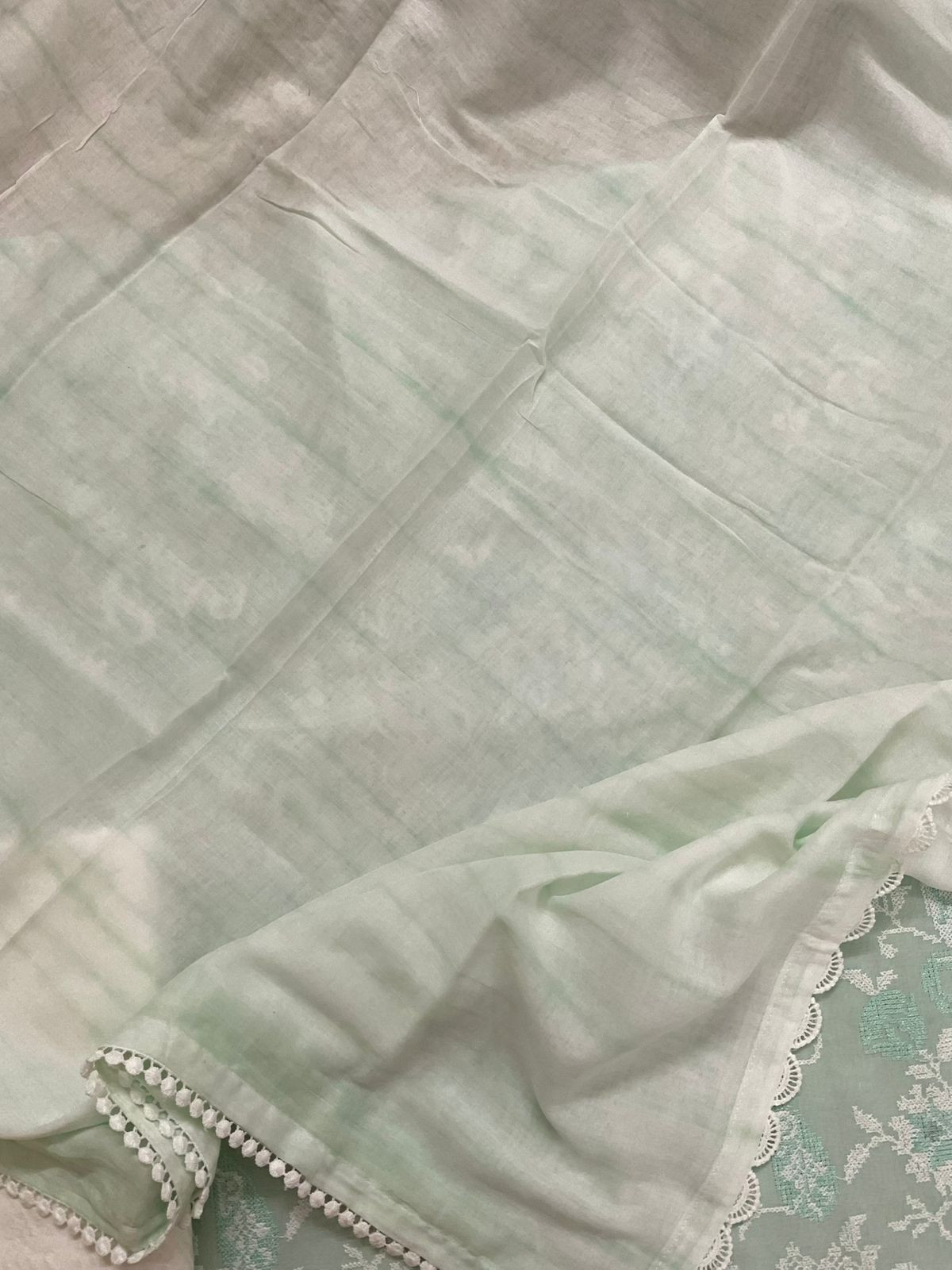Pure Cotton Printed Embroidered Suit - Green