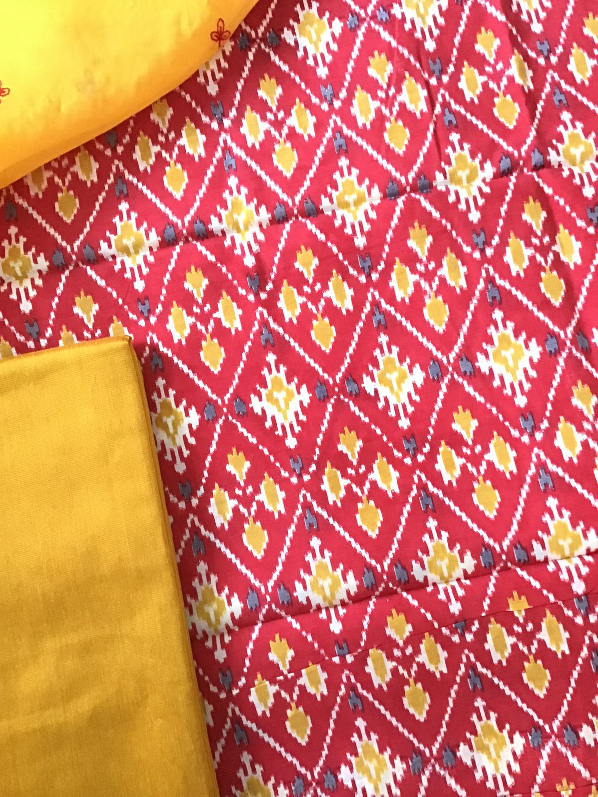 Pure Muslin Printed Embroidered Suit - Red