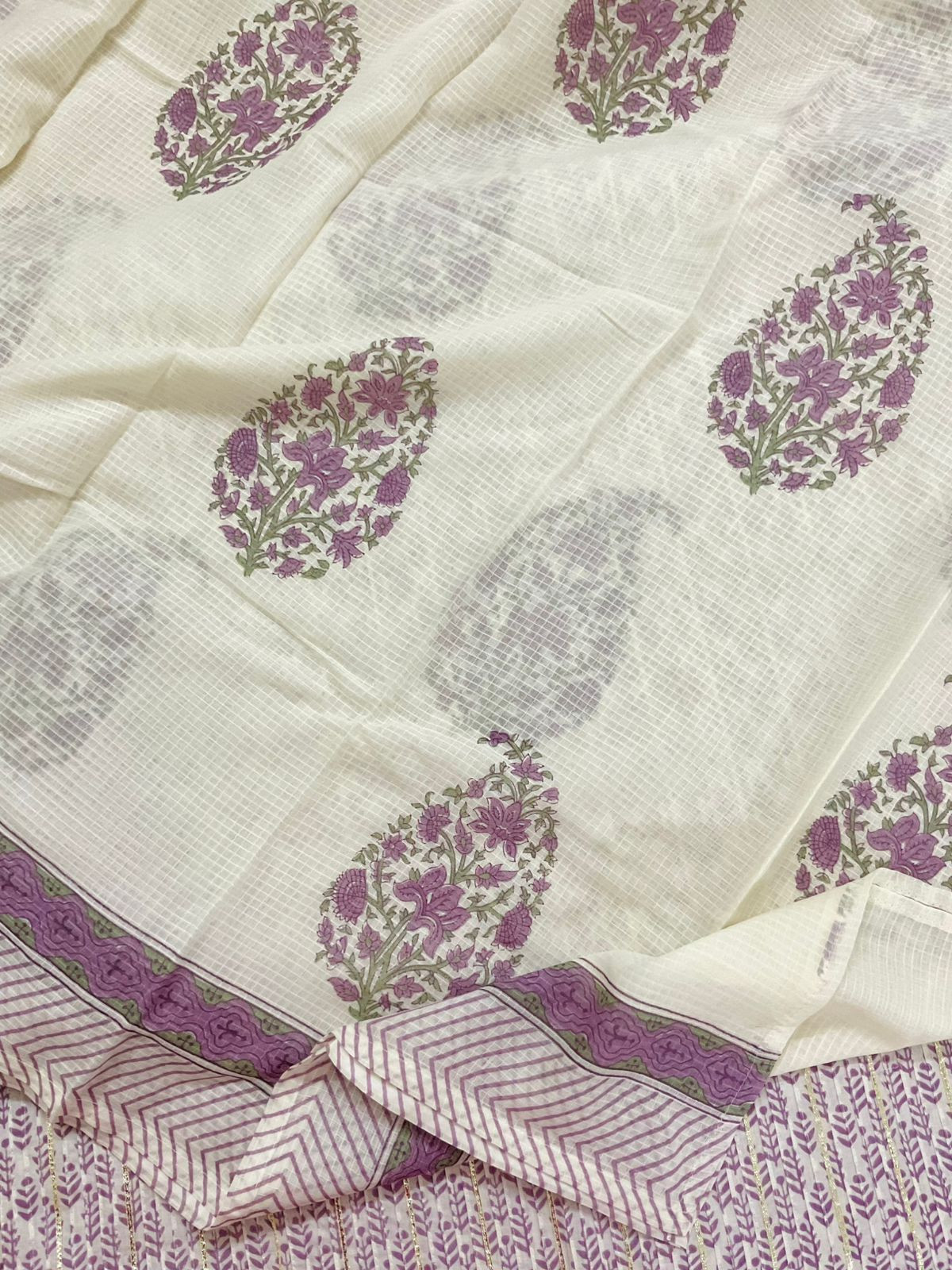 Pure Cotton Printed Embroidered Suit - Purple