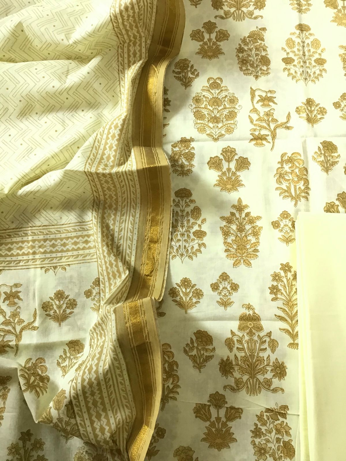 Pure Cotton Printed Suit - Yellow