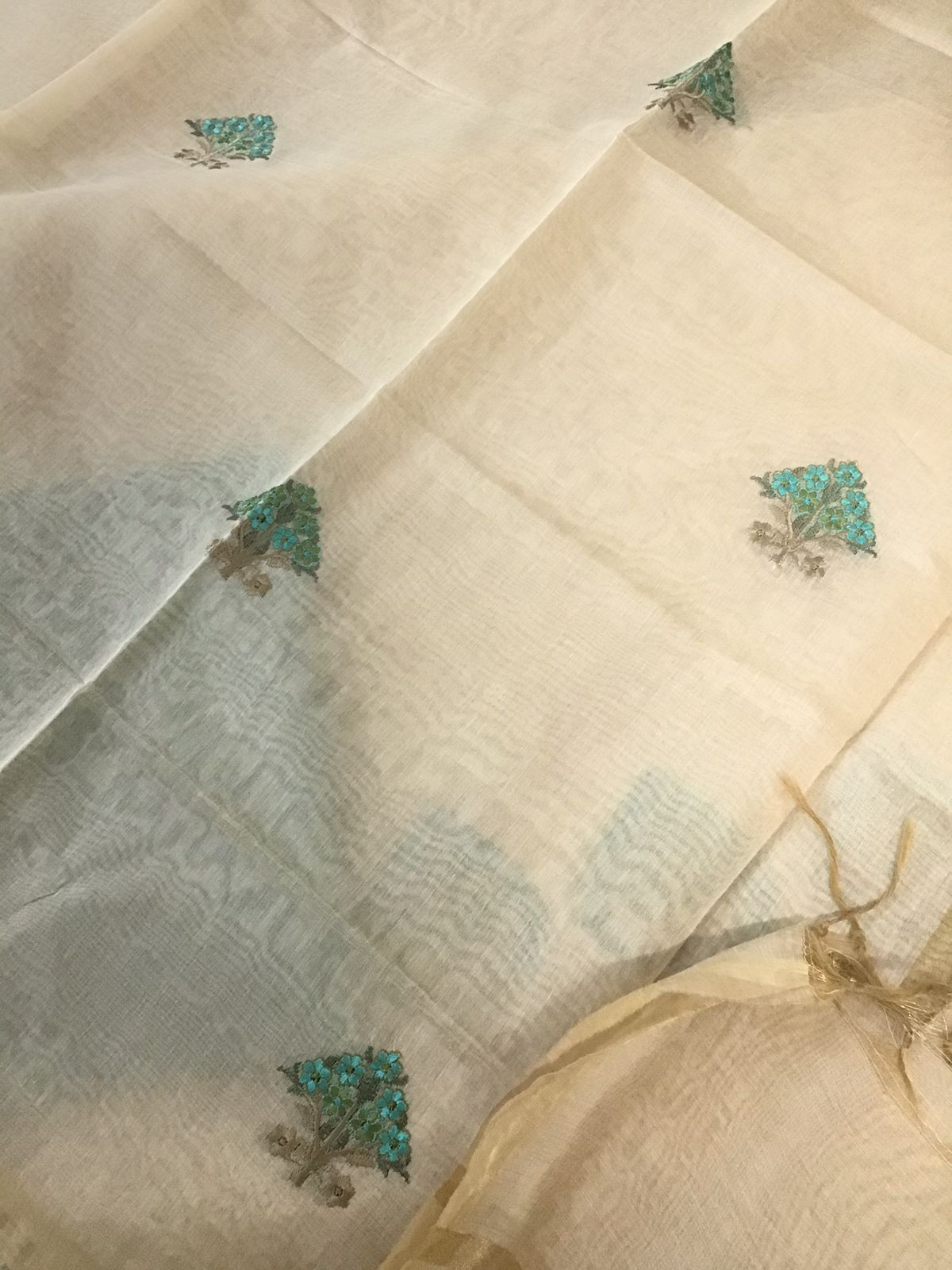 Soft Chanderi Embroidered Suit - Beige