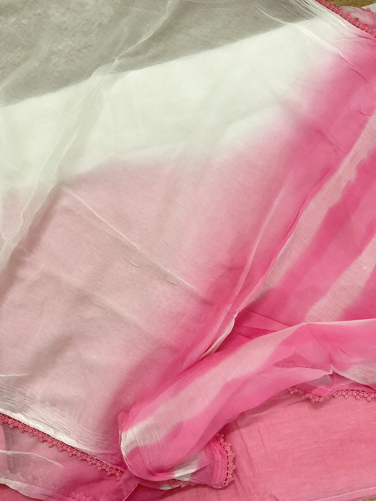 Pure Mul Chanderi Shaded Embroidered Suit - Offwhite