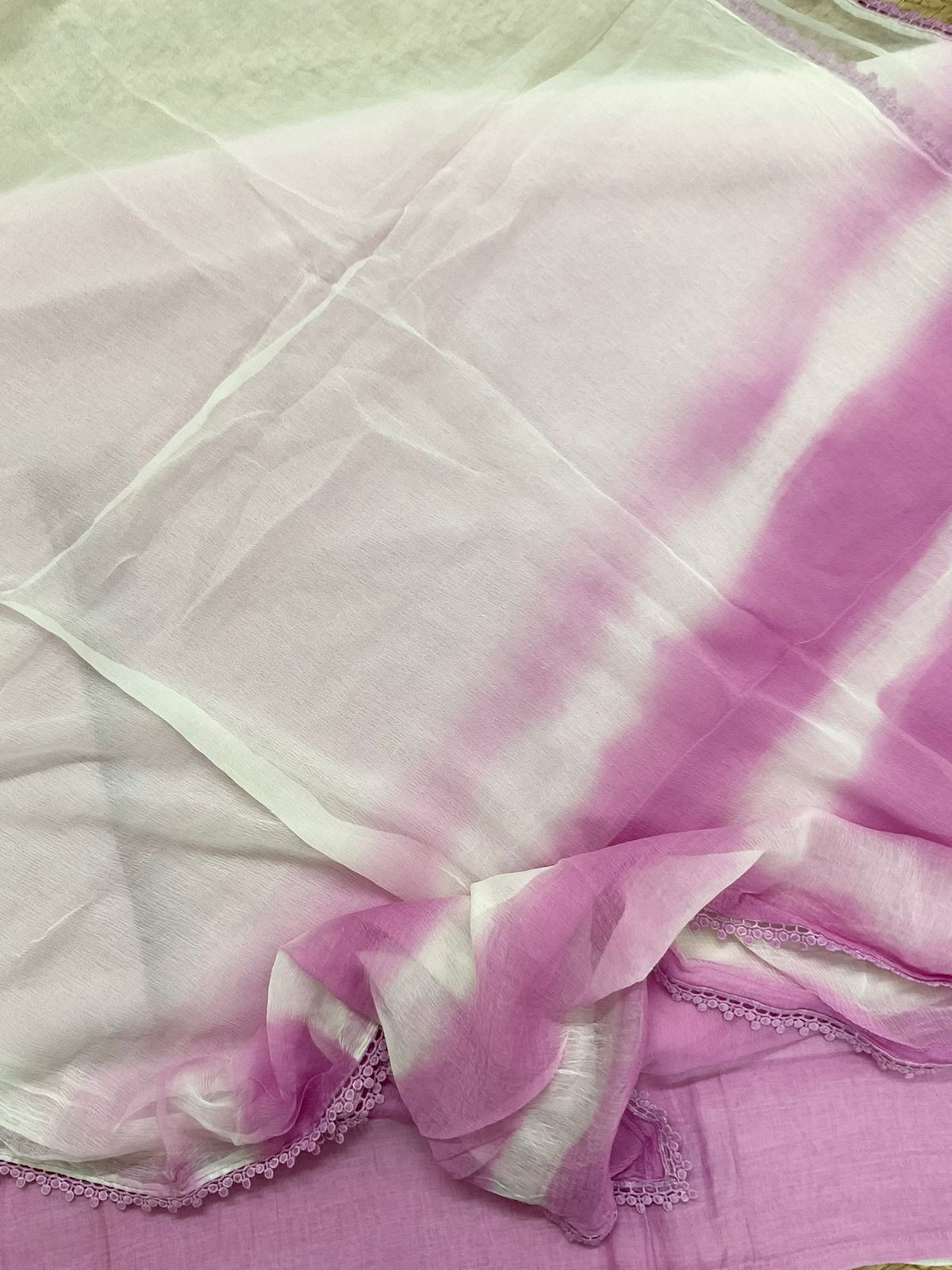 Pure Mul Chanderi Shaded Embroidered Suit - Offwhite