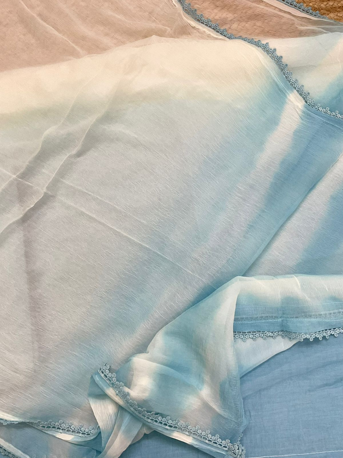 Pure Mul Chanderi Shaded Embroidered Suit - Offwhite