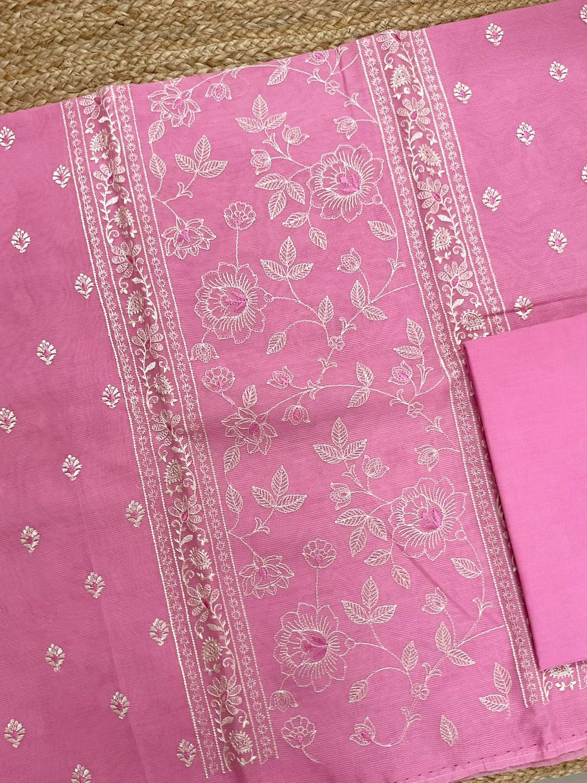 Soft Supernet Embroidered Suit - Pink