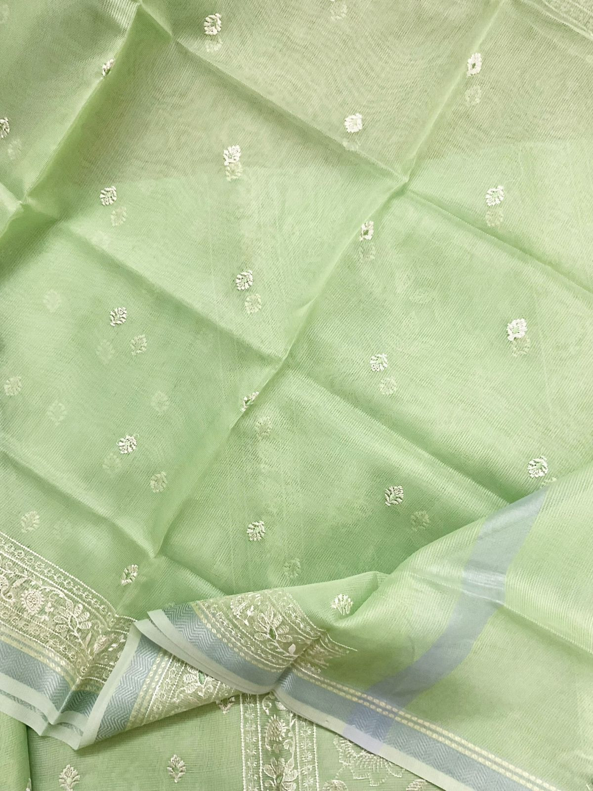 Soft Supernet Embroidered Suit - Green