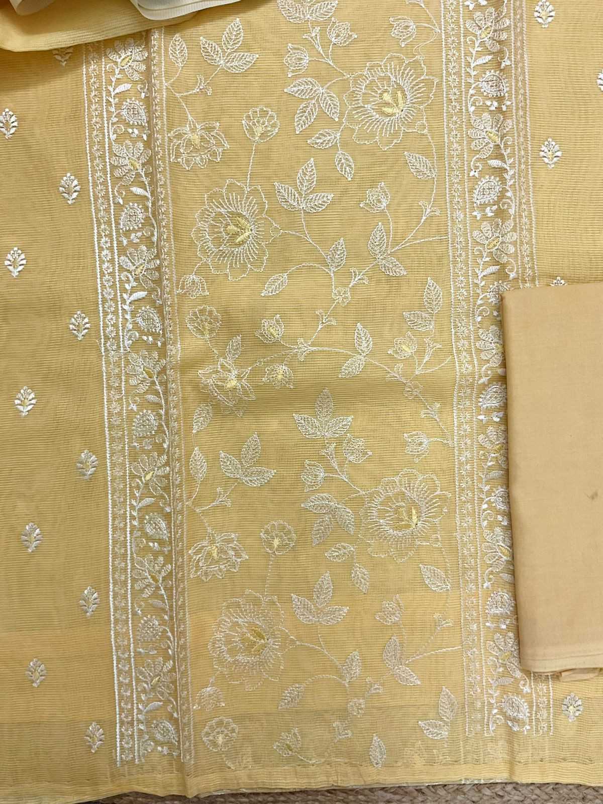 Soft Supernet Embroidered Suit - Yellow