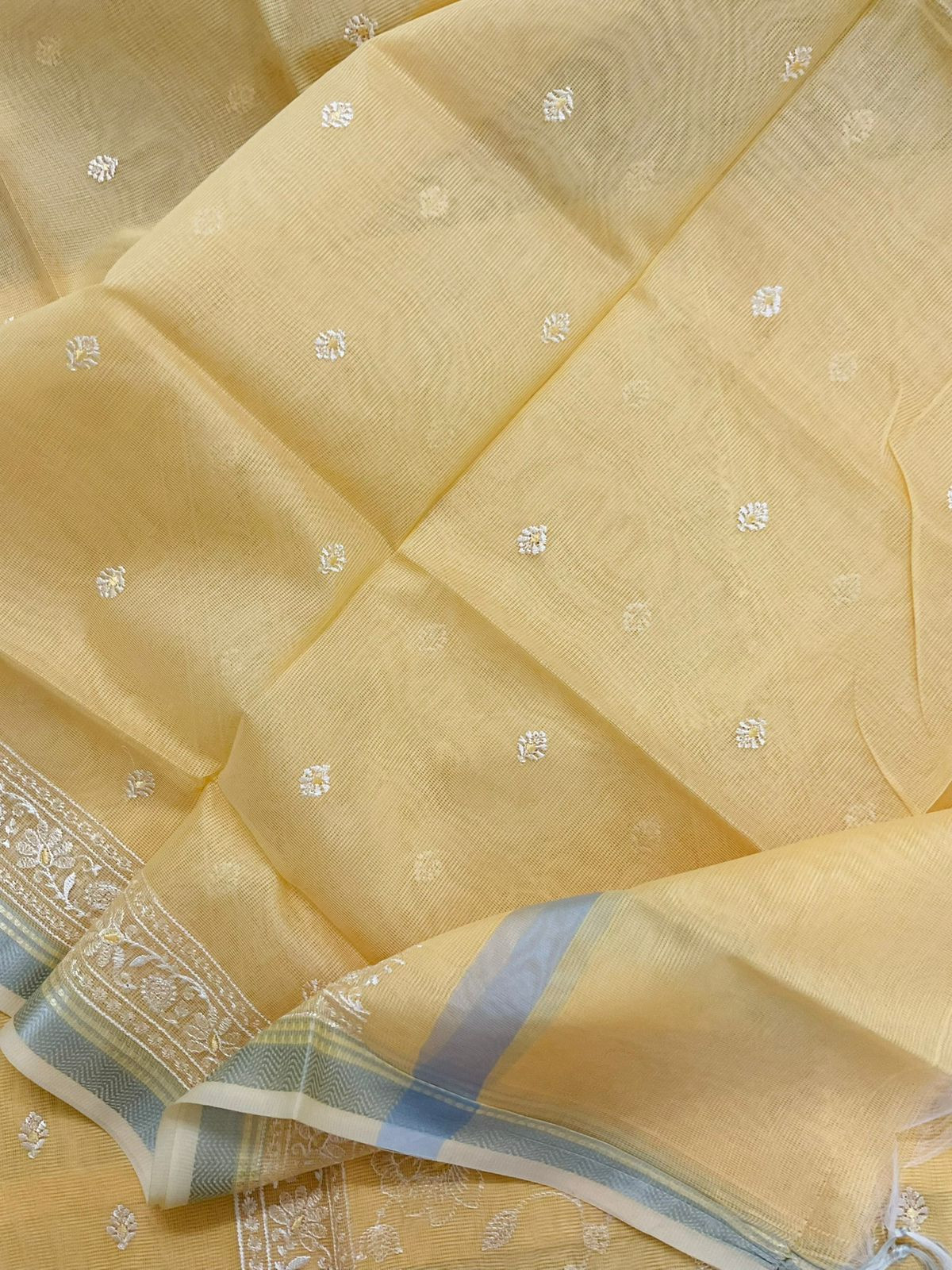 Soft Supernet Embroidered Suit - Yellow