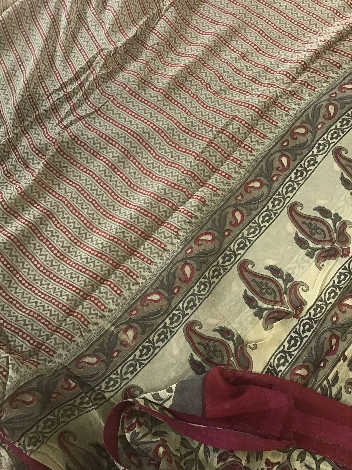 Pure Cotton Printed Embroidered Suit - Beige