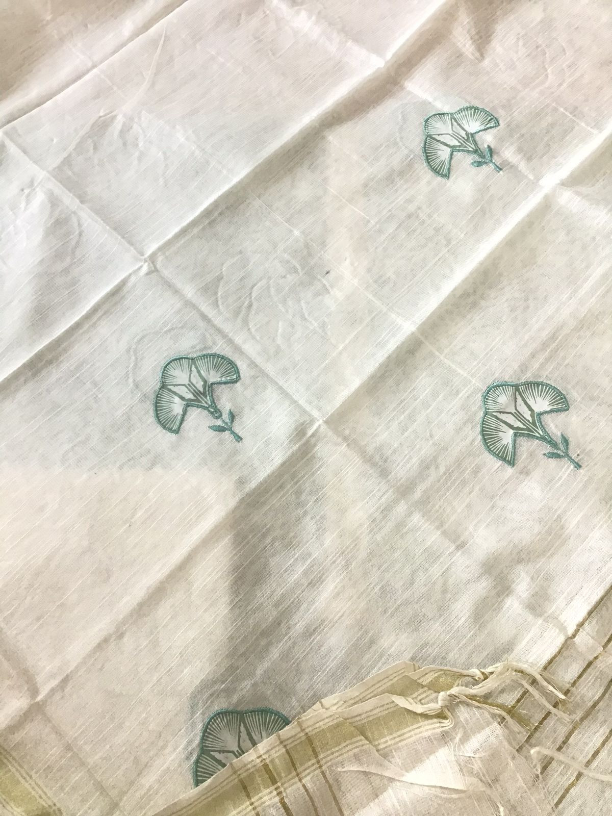 Pure Cotton Printed Embroidered Suit - Green