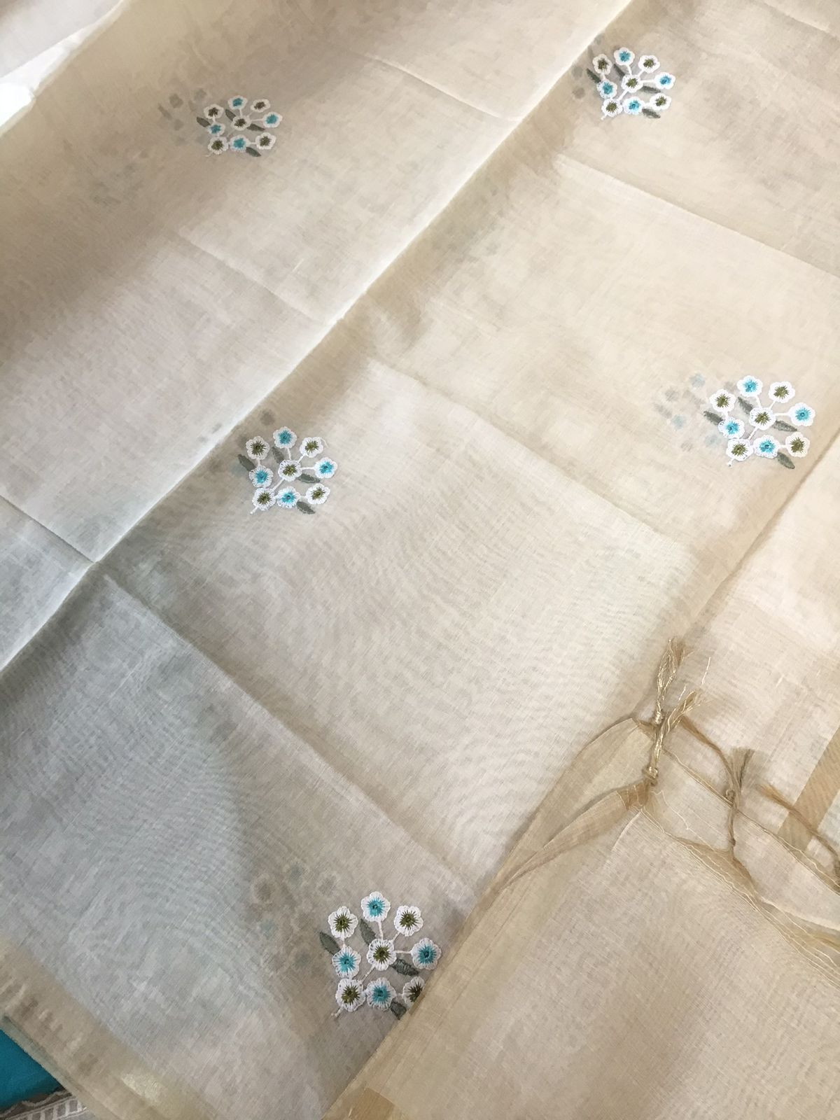 Soft Chanderi Embroidered Suit - Beige