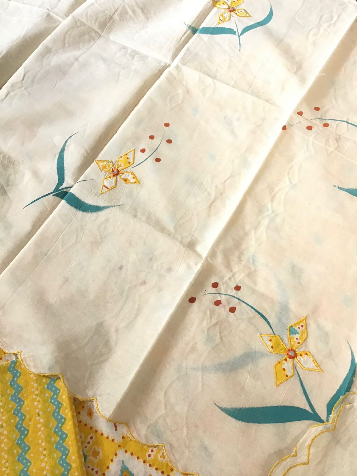 Pure Cotton Printed Embroidered Suit - Yellow