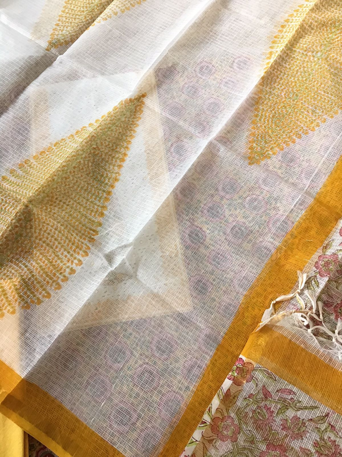 Pure Cotton Printed Embroidered Suit - Yellow