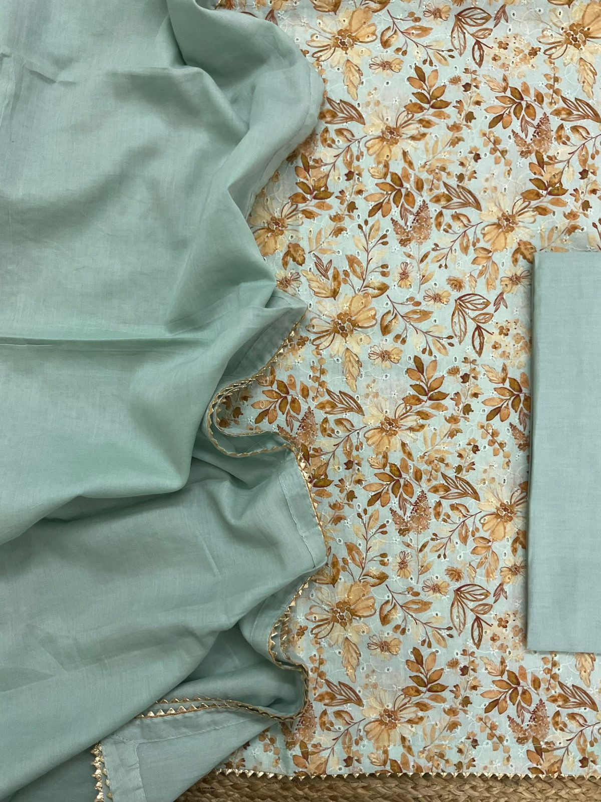 Pure Hakoba Cotton Printed Suit - Blue