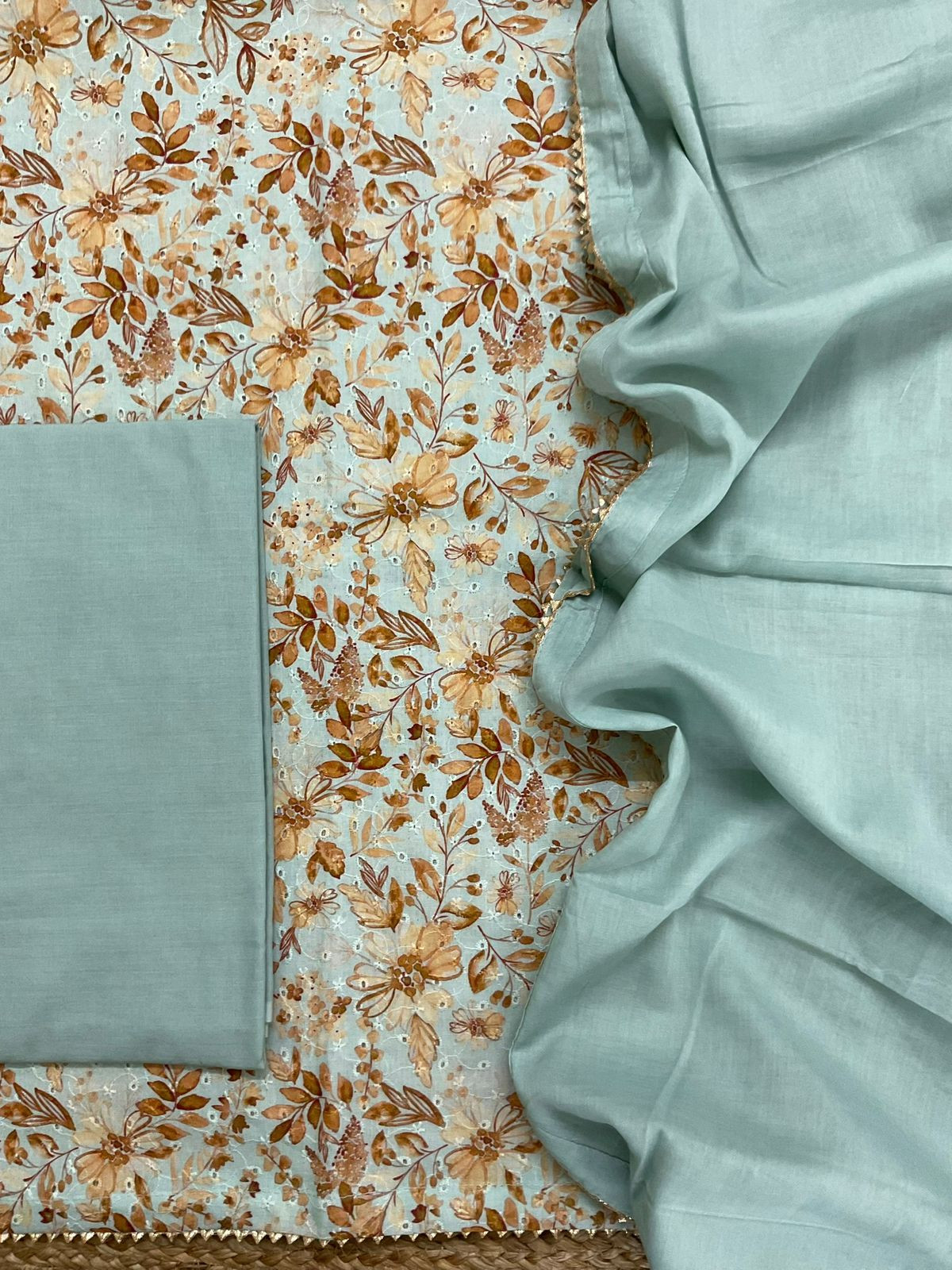 Pure Hakoba Cotton Printed Suit - Blue