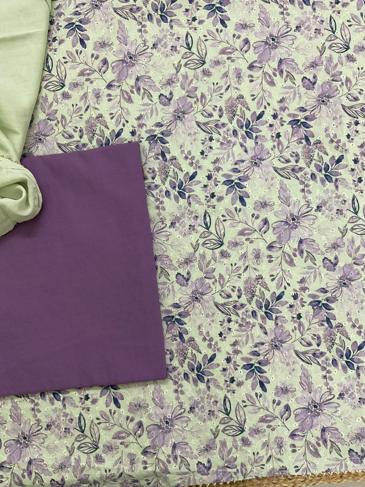 Pure Hakoba Cotton Printed Suit - Green