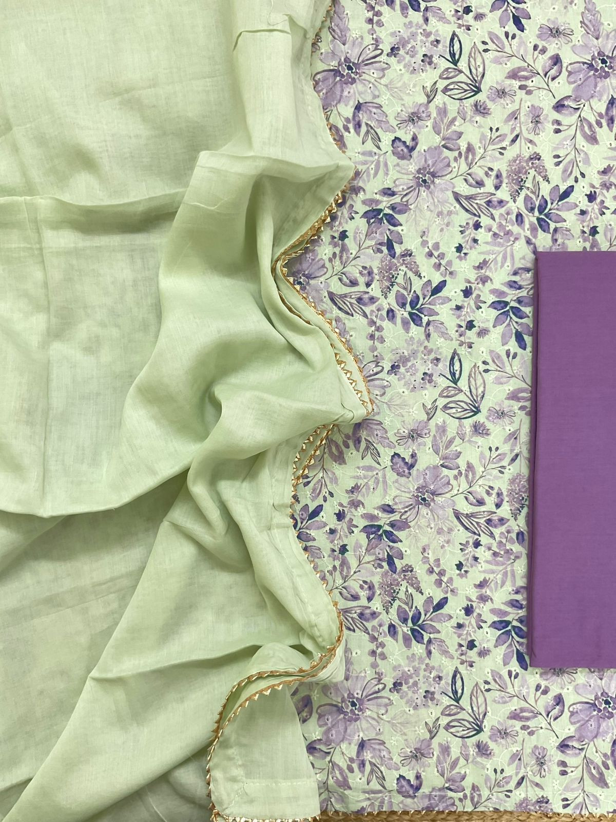 Pure Hakoba Cotton Printed Suit - Green