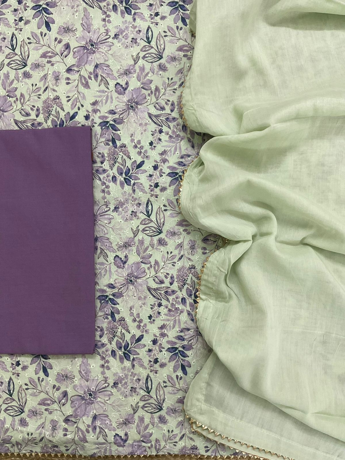 Pure Hakoba Cotton Printed Suit - Green