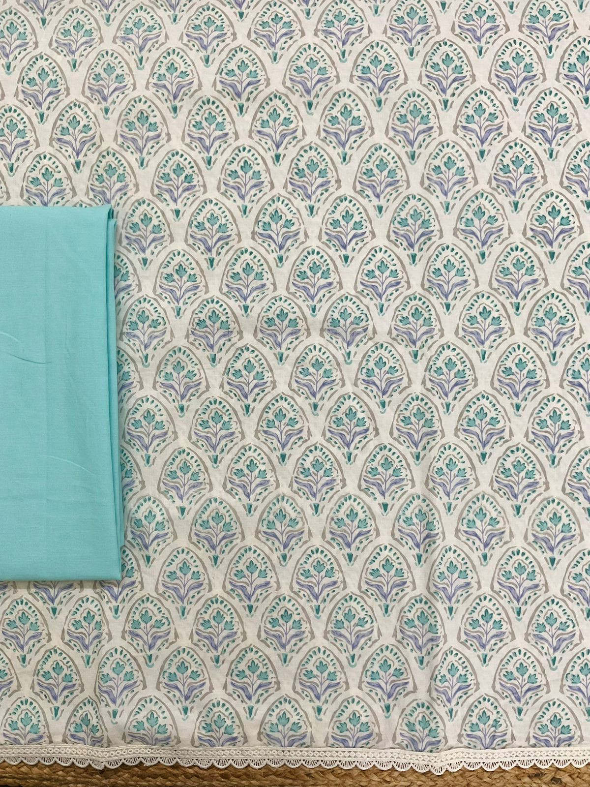 Pure Cotton Printed Embroidered Suit - Offwhite