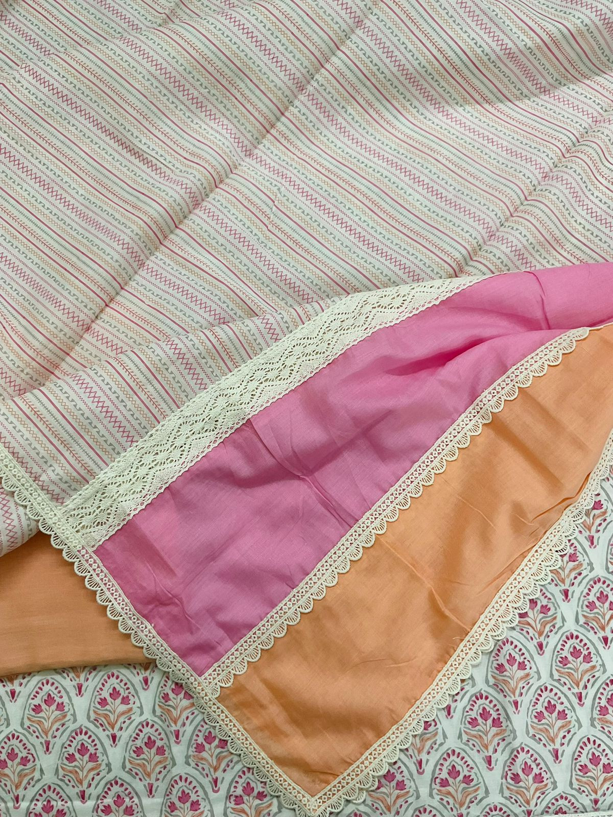 Pure Cotton Printed Embroidered Suit - Offwhite