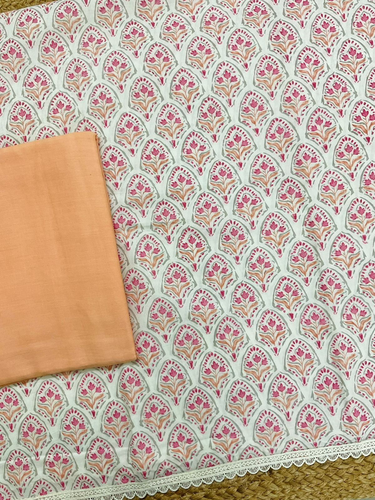 Pure Cotton Printed Embroidered Suit - Offwhite