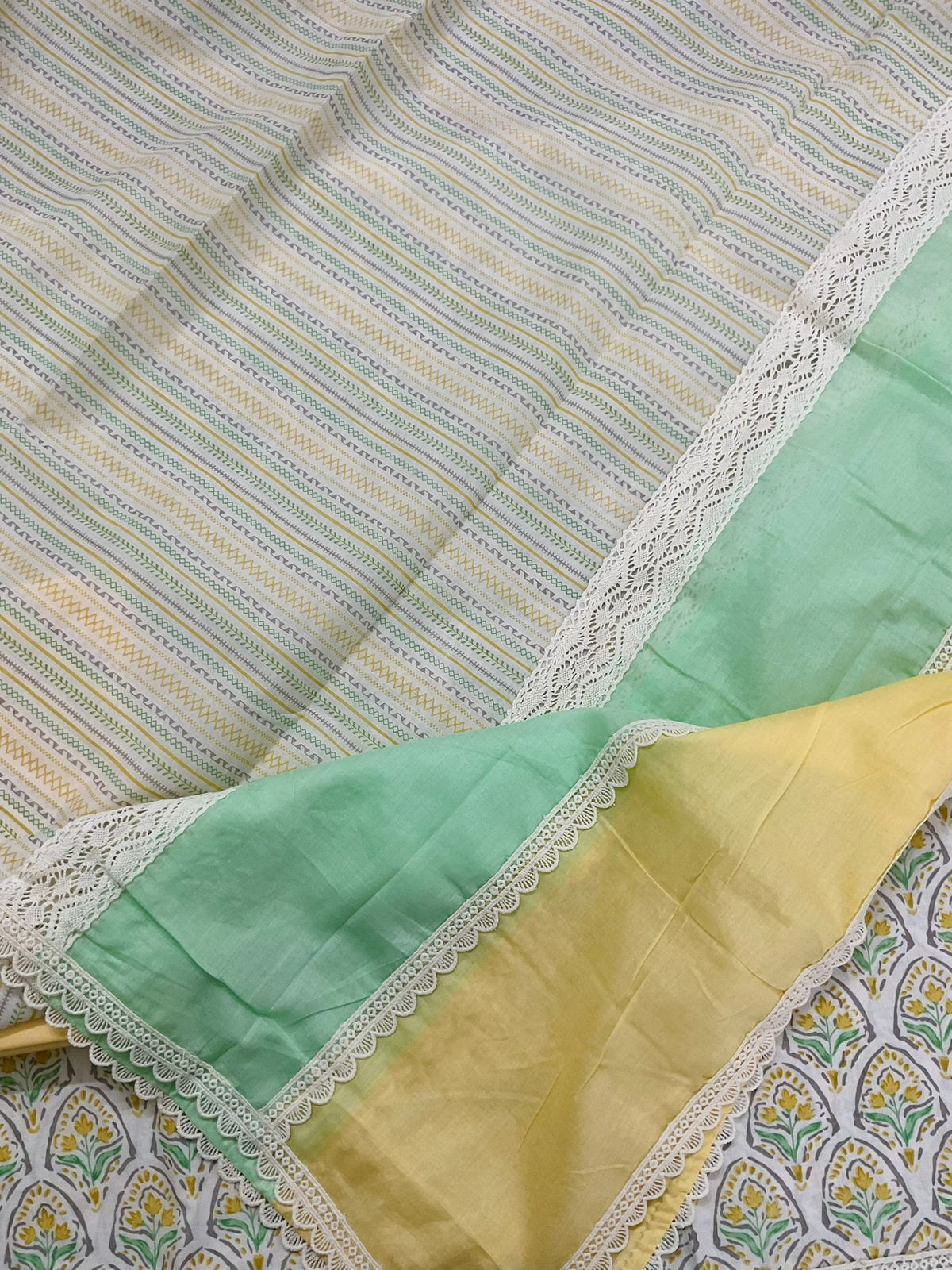 Pure Cotton Printed Embroidered Suit - Offwhite