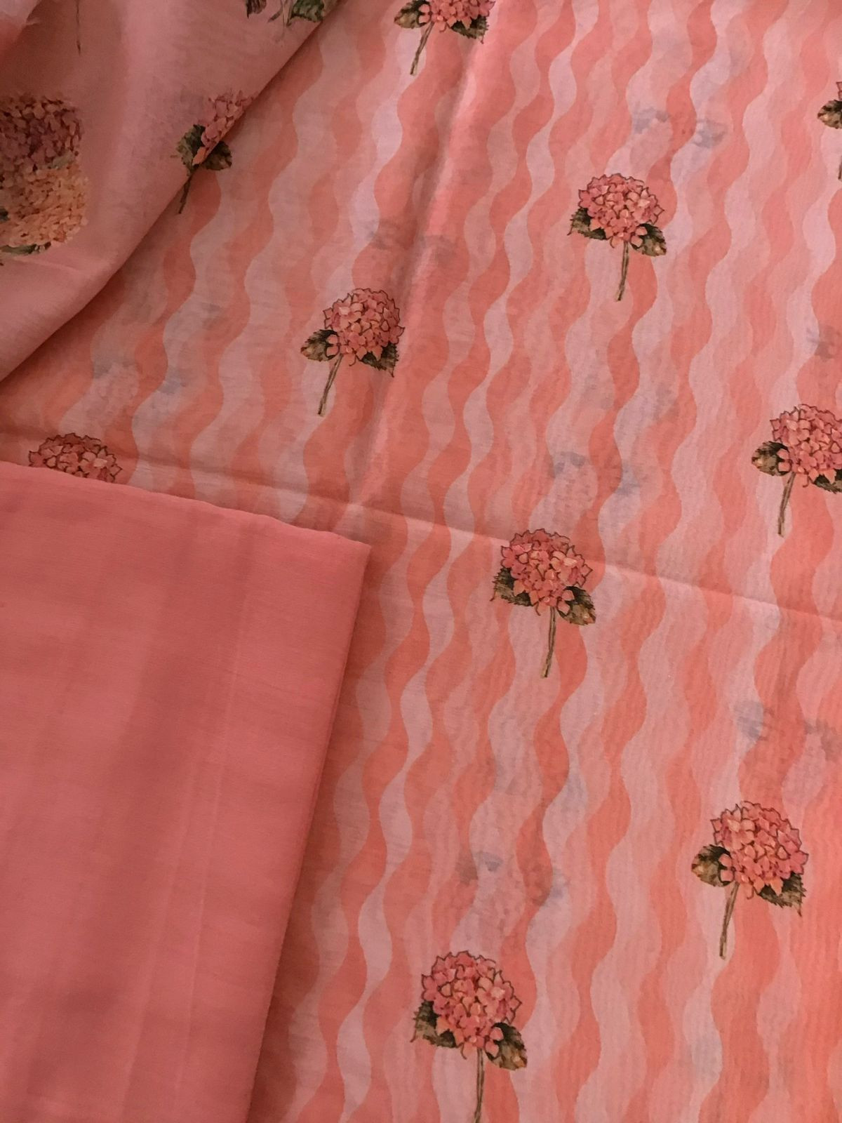 Pure Maheshwari Printed Suit - Peach