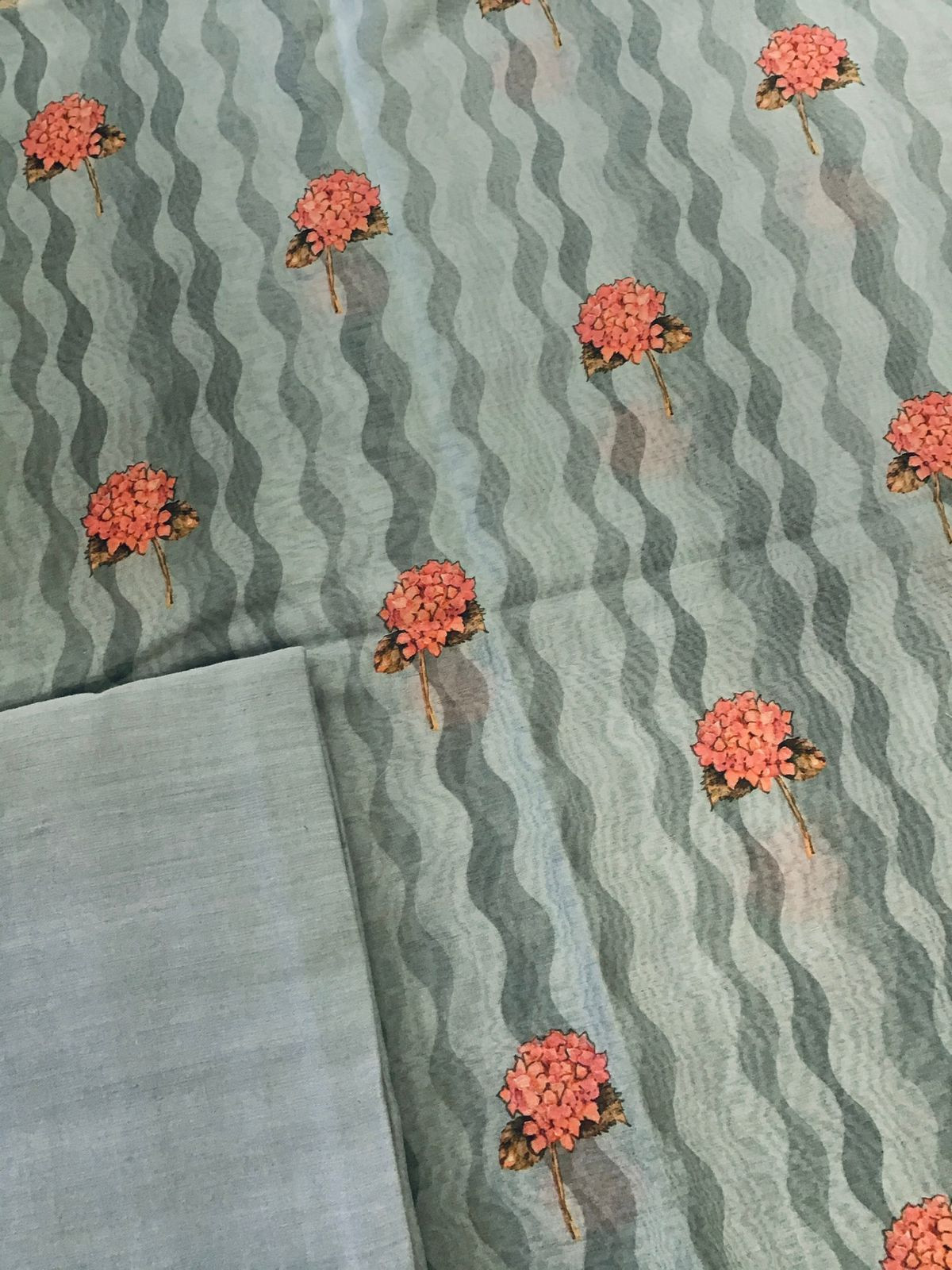 Pure Maheshwari Printed Suit - Grey