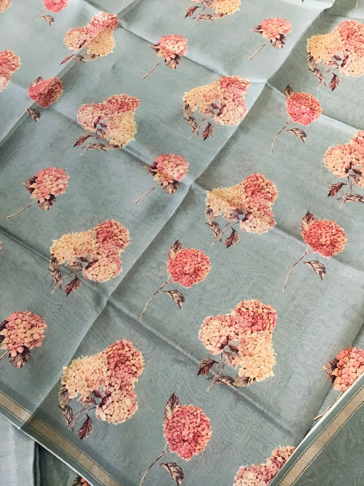 Pure Maheshwari Printed Suit - Grey