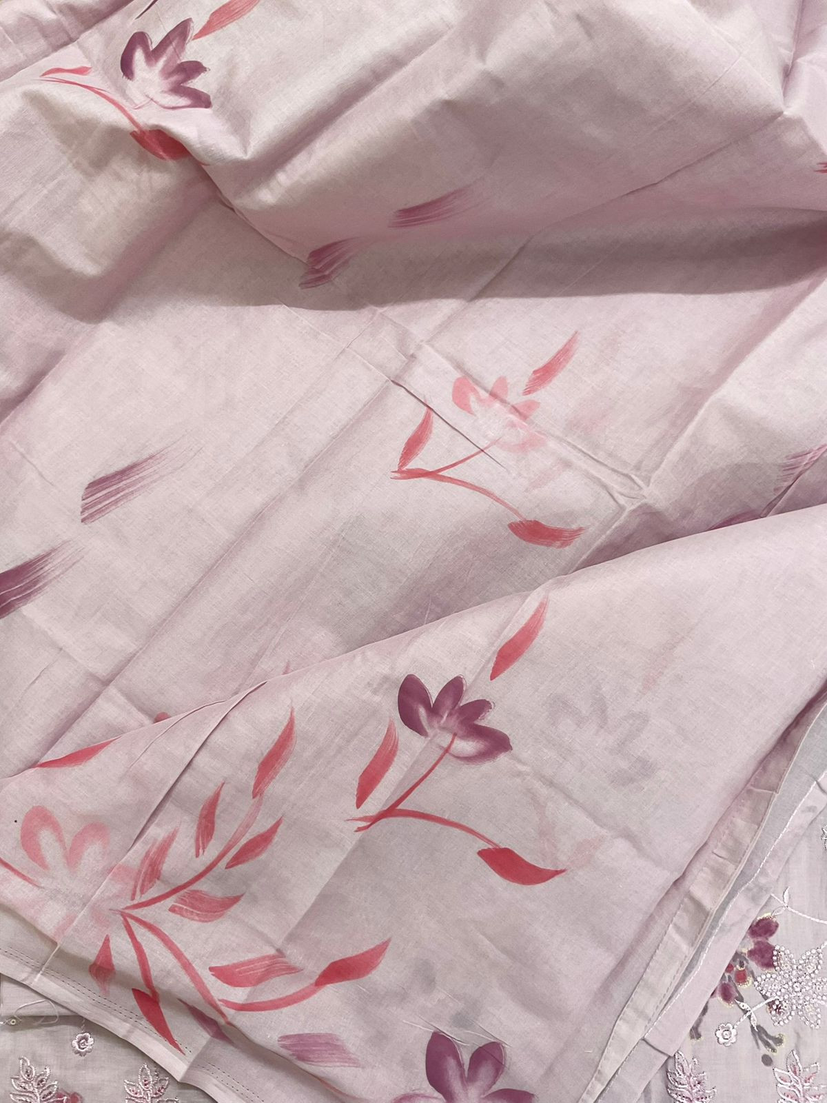 Pure Cotton Printed Embroidered Suit - Onion Pink