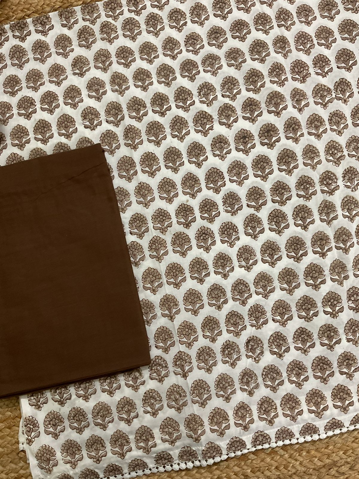 Pure Cotton Printed Suit - White