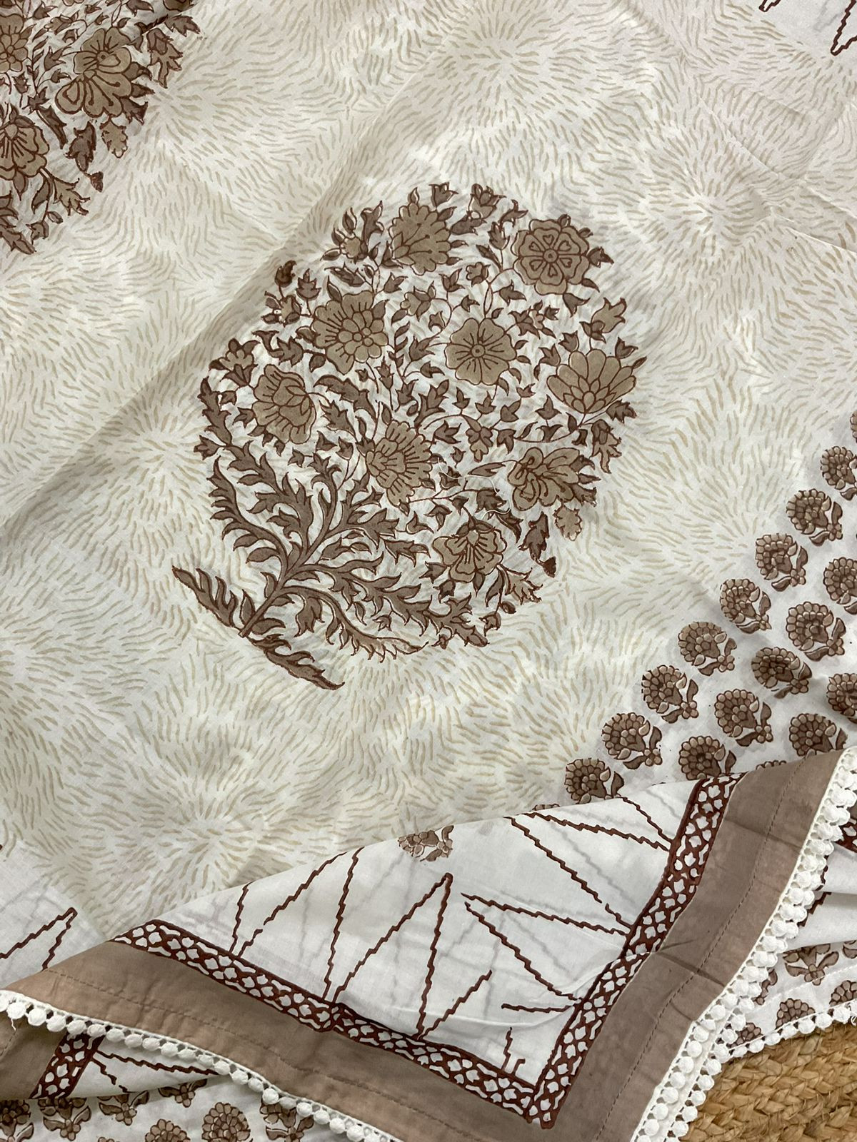 Pure Cotton Printed Suit - White