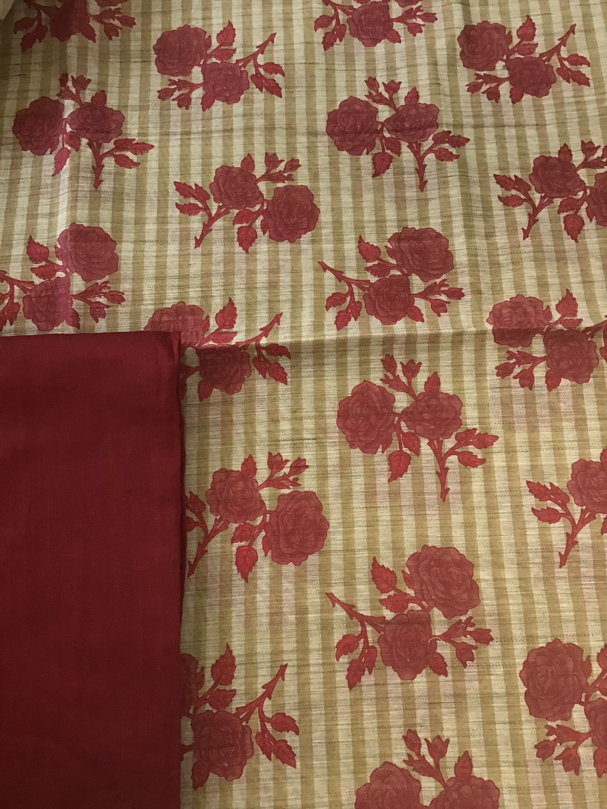 Soft Fine Slub Chanderi Printed Suit - Beige