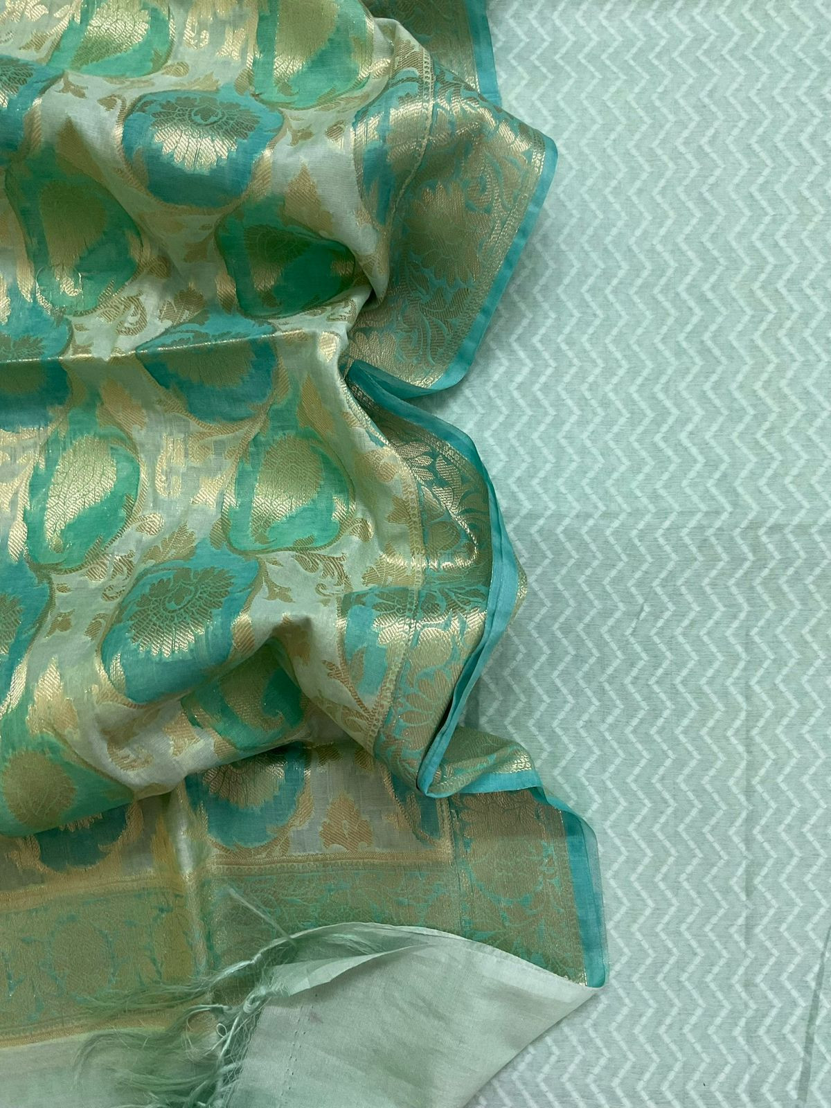 Soft Chanderi Banarasi Weaved Suit - Blue