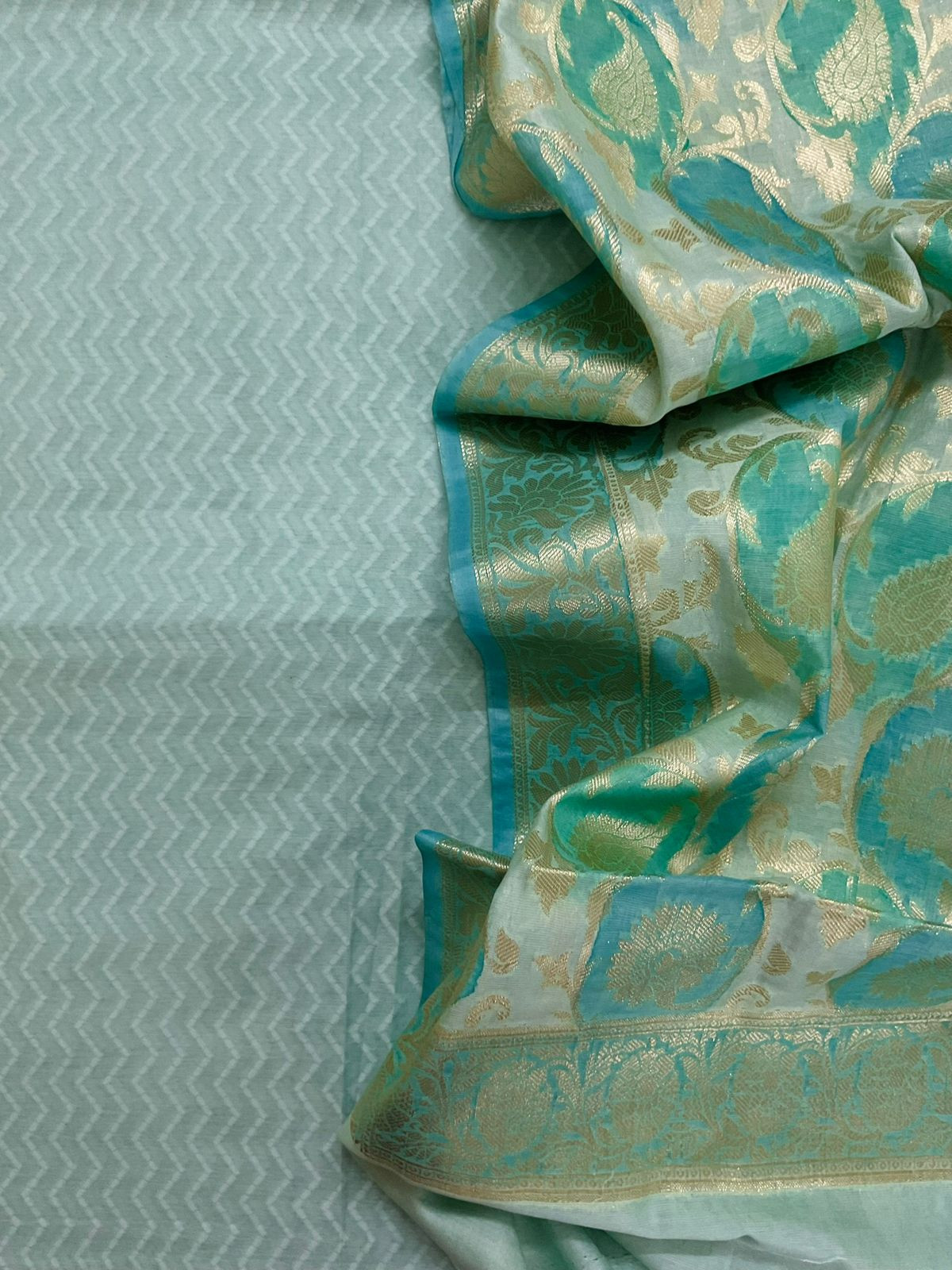 Soft Chanderi Banarasi Weaved Suit - Blue