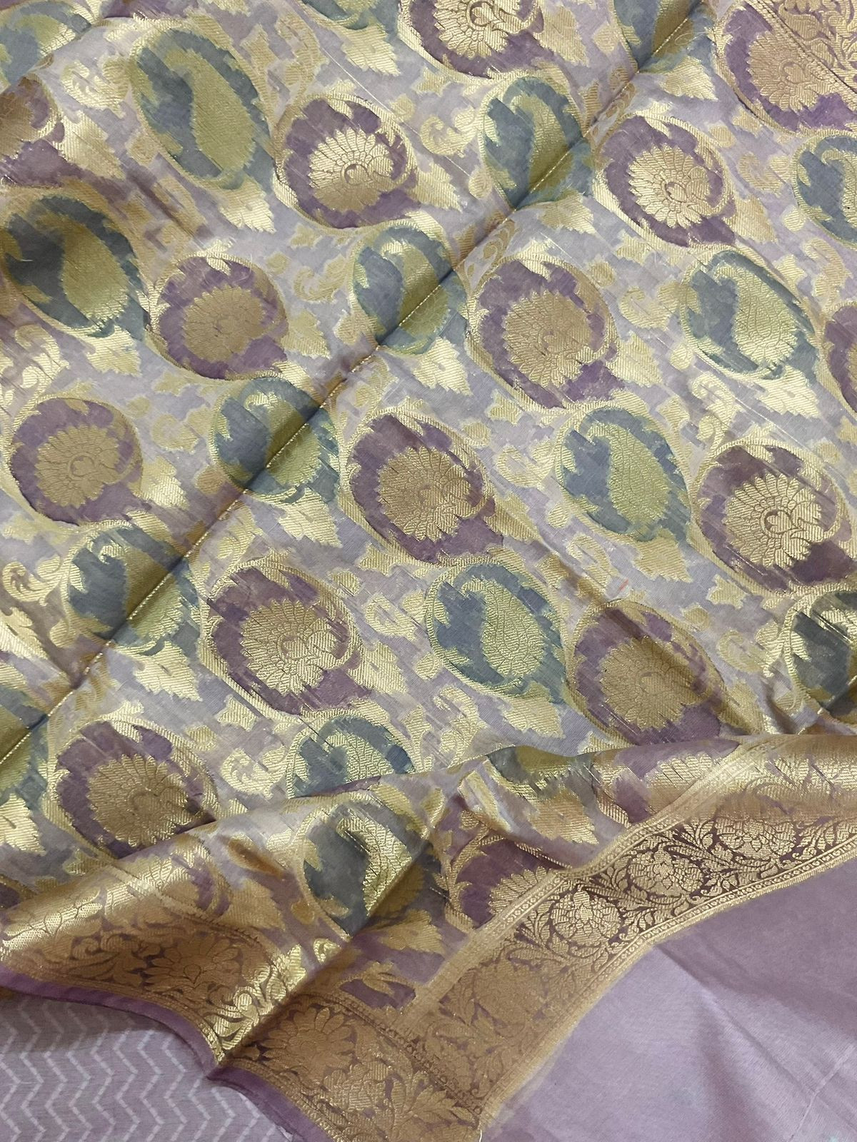 Soft Chanderi Banarasi Weaved Suit - Lavender