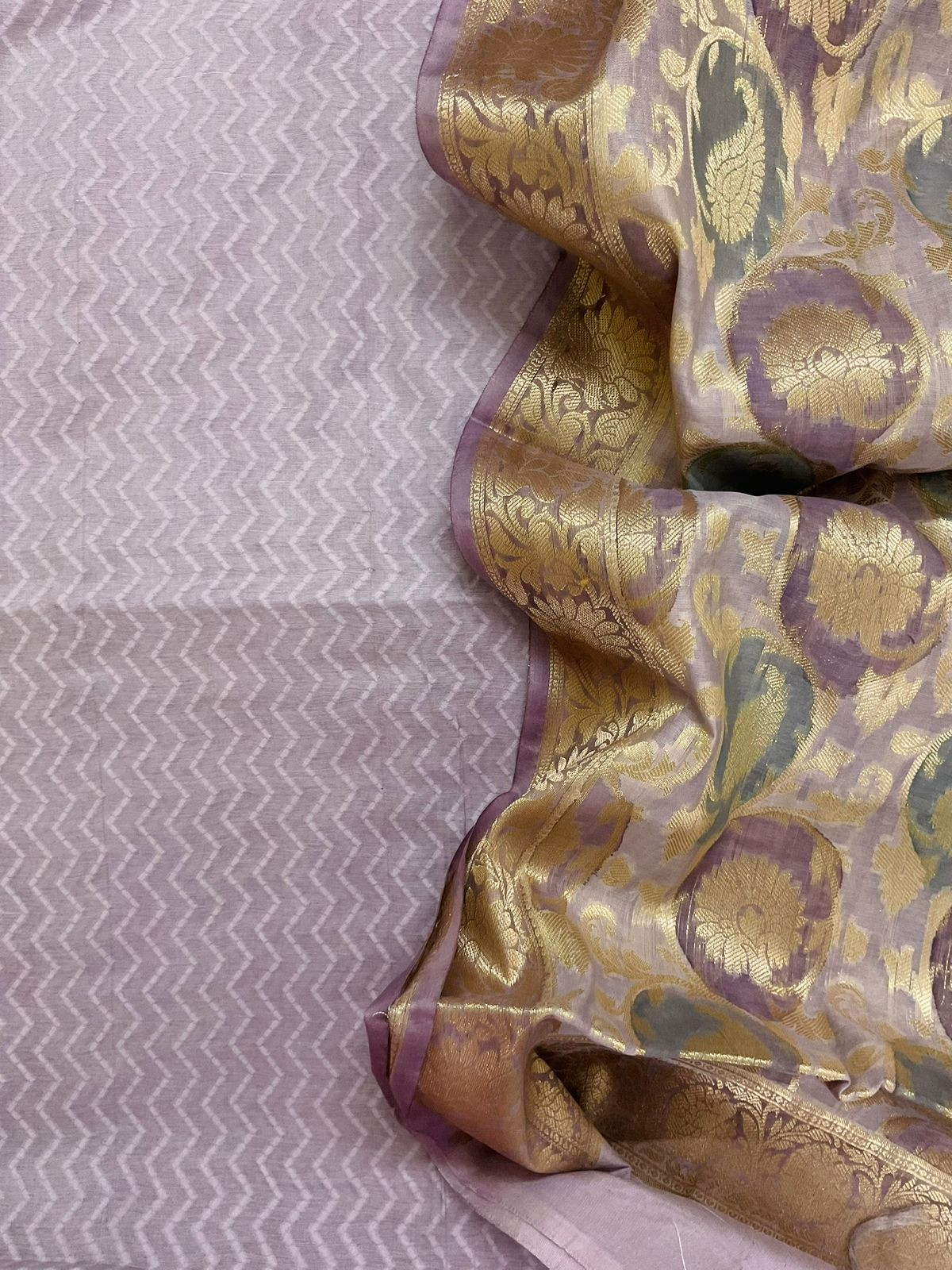 Soft Chanderi Banarasi Weaved Suit - Lavender