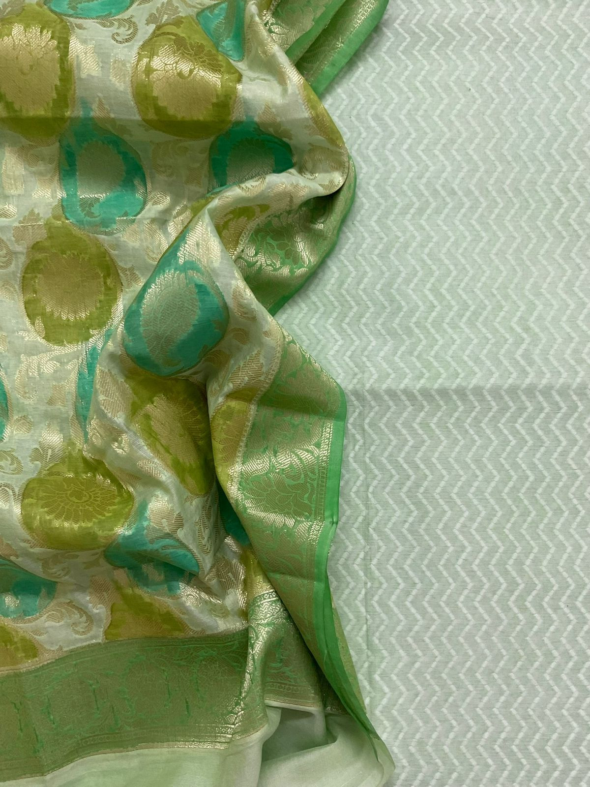 Soft Chanderi Banarasi Weaved Suit - Green