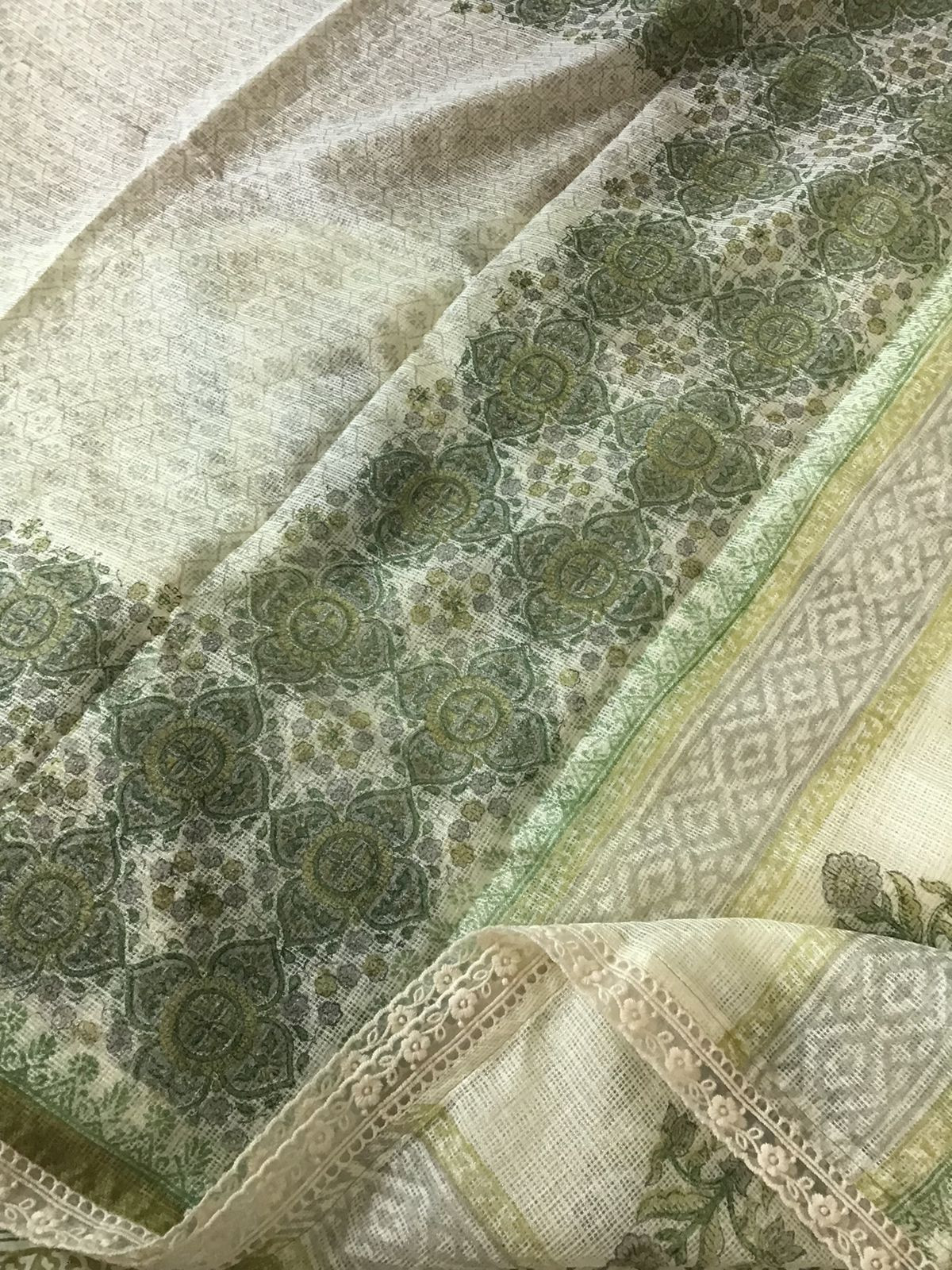 Pure Muslin Printed Embroidered Suit - Off White