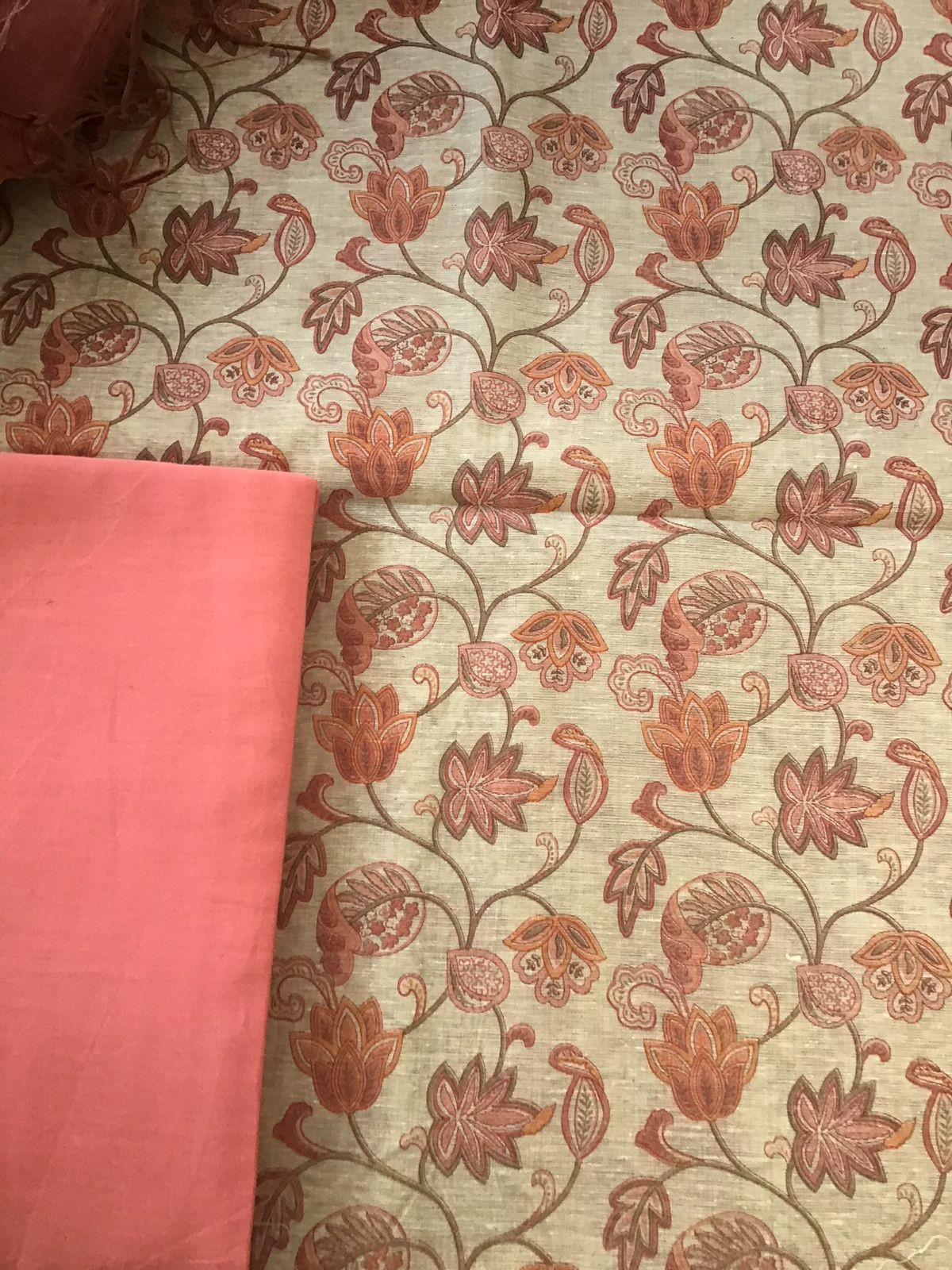 Soft Fine Slub Chanderi Printed Suit - Beige