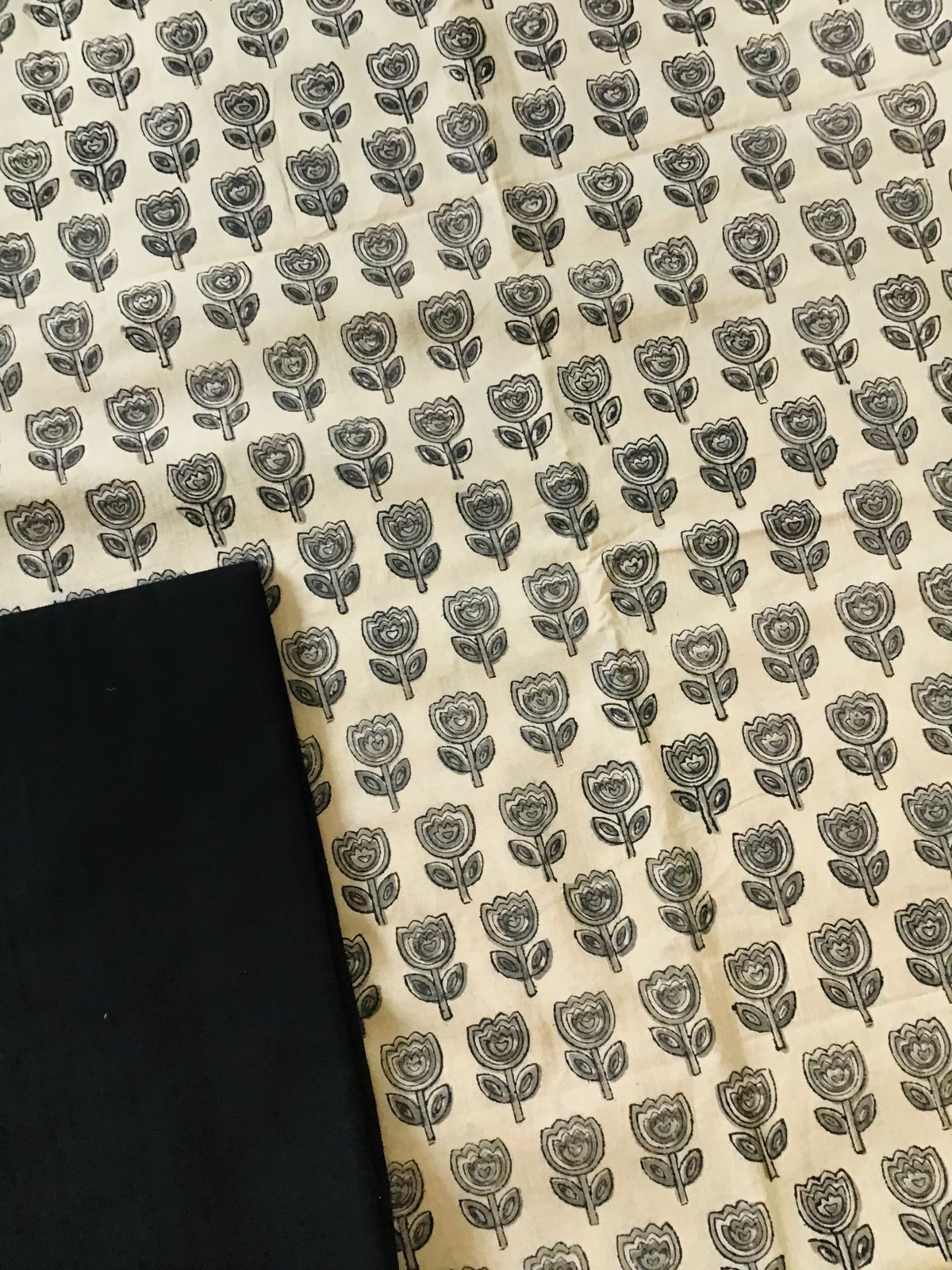 Pure Cotton Printed Suit - Cream