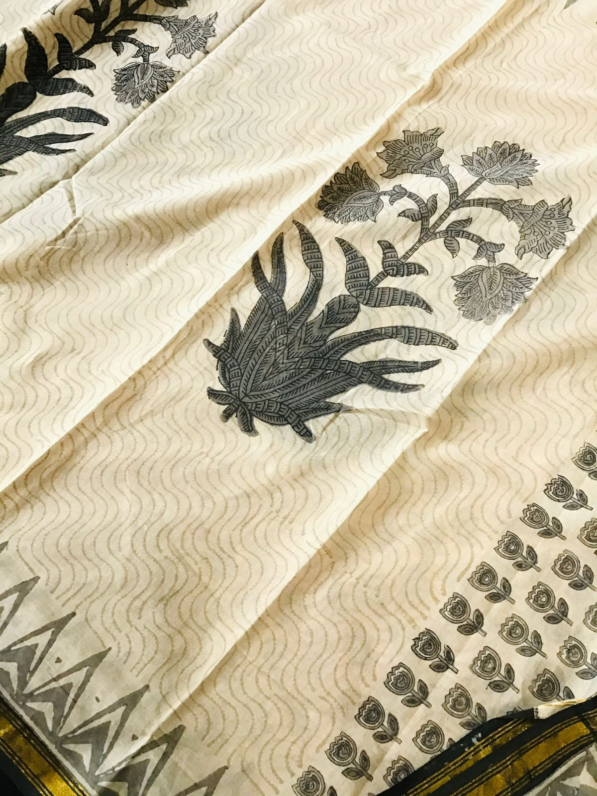 Pure Cotton Printed Suit - Cream