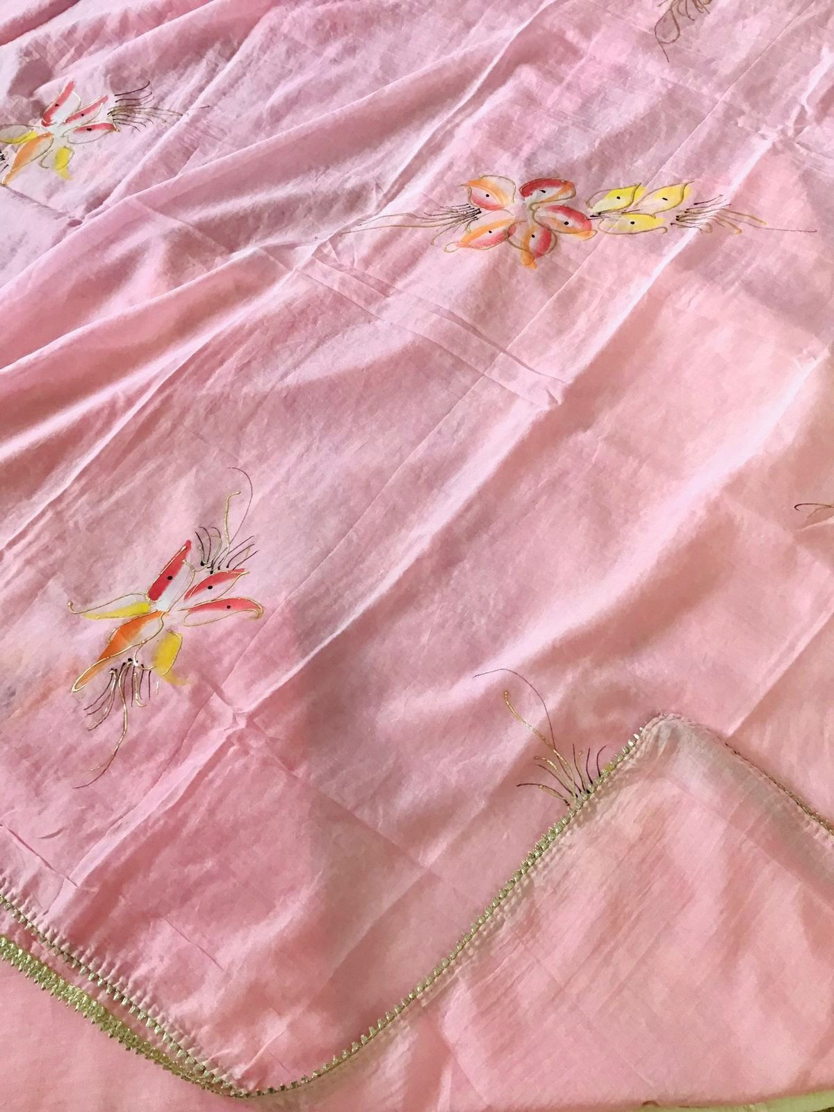 Pure Cotton Printed Embroidered Suit - Cream