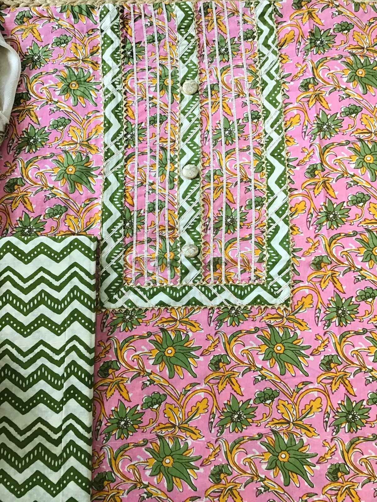 Pure Cotton Printed Embroidered Suit - Pink