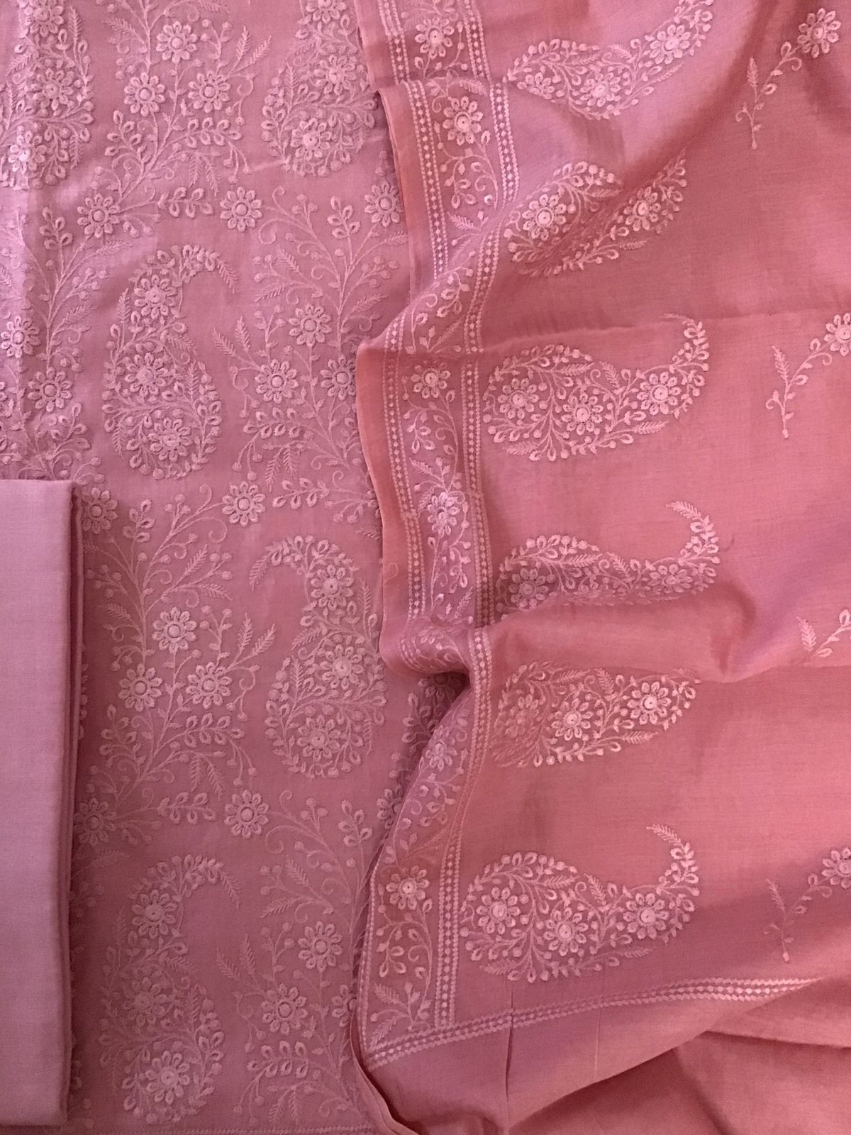 Pure Chanderi Silk Embroidered Suit - Pink