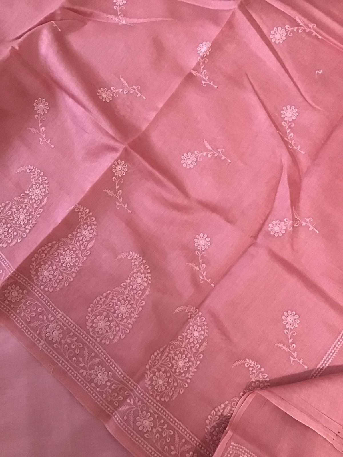 Pure Chanderi Silk Embroidered Suit - Pink
