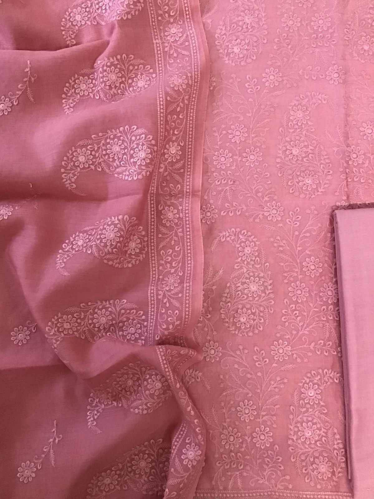 Pure Chanderi Silk Embroidered Suit - Pink
